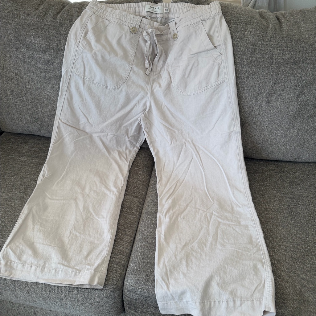 Torrid Light Gray Drawstring Wide Leg Pants
